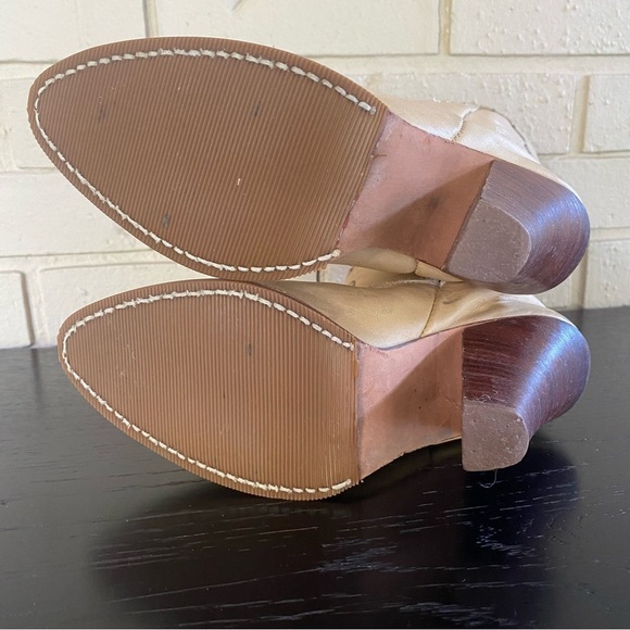 Vintage 80s Zodiac tan yellow leather heeled Leather boots Western Rodeo Size 6 - Picture 6 of 9